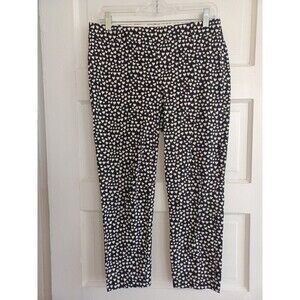 J.Crew hearts print cropped pants 6 stretch preppy classic B&W Valentine's Day